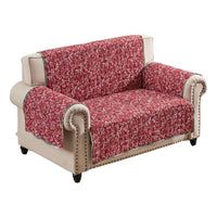 Lowa Loveseat Slipcover, Reversible Polyester, Green Red Festive Theme -BM332788