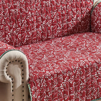Lowa Loveseat Slipcover, Reversible Polyester, Green Red Festive Theme -BM332788