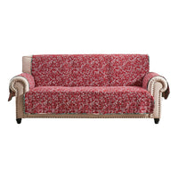 Lowa Sofa Slipcover, Reversible, Polyester, Green, Red Festive Theme -BM332789