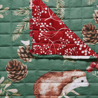Lowa Sofa Slipcover, Reversible, Polyester, Green, Red Festive Theme -BM332789