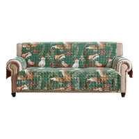 Lowa Sofa Slipcover, Reversible, Polyester, Green, Red Festive Theme -BM332789