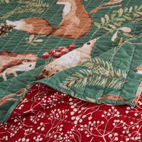 Lowa 2 Piece Twin Size Quilt Set, Festive Theme Red Green Polyester -BM332790
