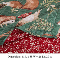 Lowa 2 Piece Twin Size Quilt Set, Festive Theme Red Green Polyester -BM332790
