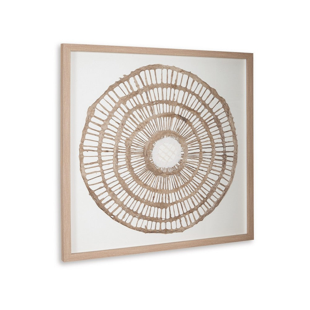Wall Decor, Craft Paper Circle Framed Art, Brown White, 38x38 Square -BM332791