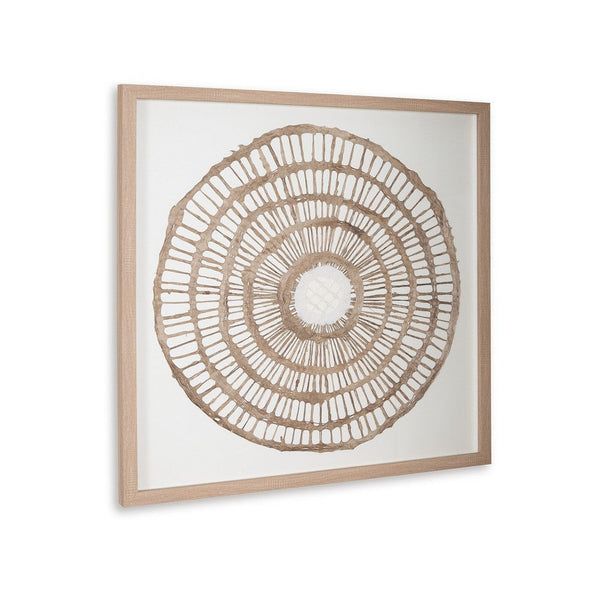 Wall Decor, Craft Paper Circle Framed Art, Brown White, 38x38 Square -BM332791