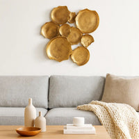 Wall Art Decor, Organic Round Shape Design, 20x20, Antique Gold Metal -BM332793