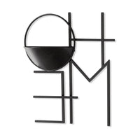 Decorative Wall Planter, Black Metal, 20 Inch, HOME Sculpted Frame -BM332795