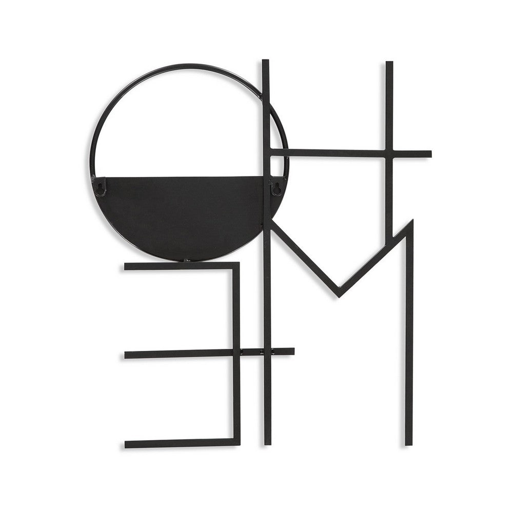 Decorative Wall Planter, Black Metal, 20 Inch, HOME Sculpted Frame -BM332795