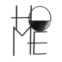 Decorative Wall Planter, Black Metal, 20 Inch, HOME Sculpted Frame -BM332795
