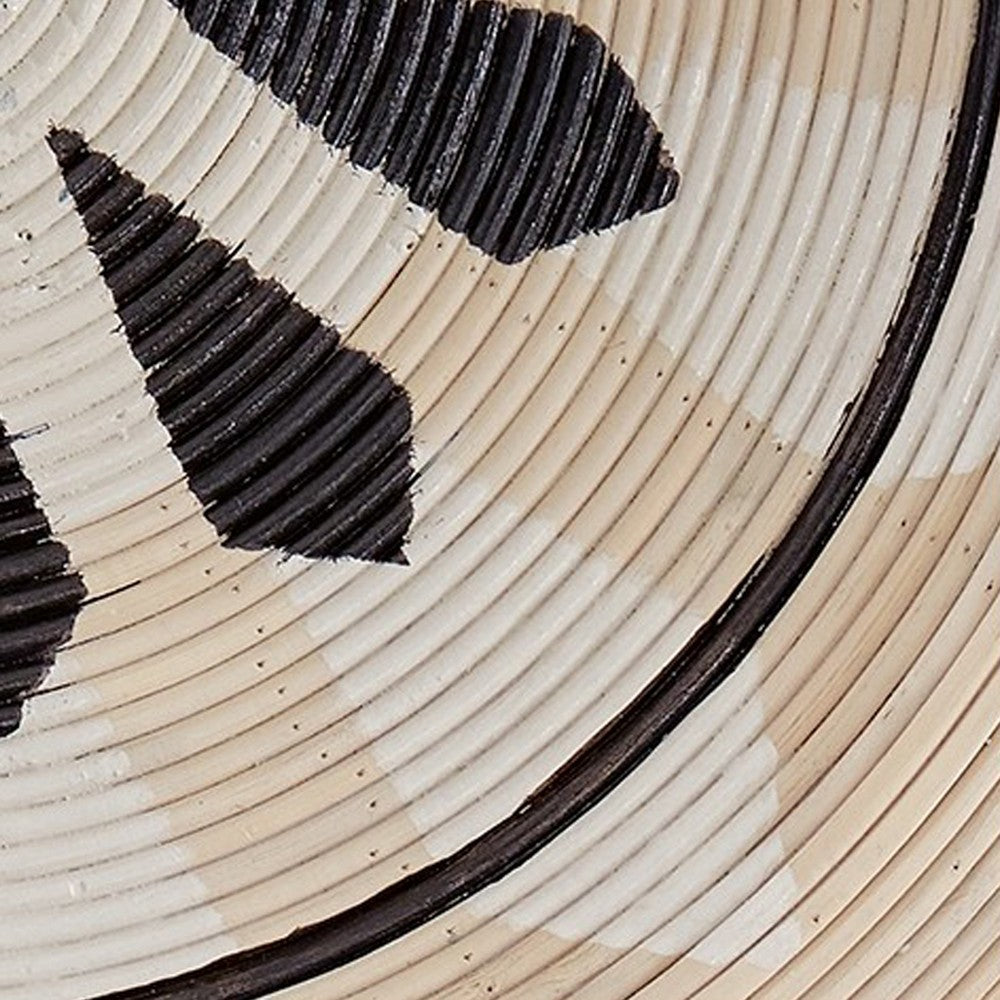Wall Art Decor Set of 3, Woven Brown Black Rattan, Round Tribal Design -BM332798