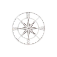 Accent Wall Art Decor, 32 Inch Nautical Compass Design, Gray Metal -BM332801