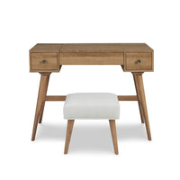 Thio 2pc Vanity Desk Set with Stool, 2 Drawers Brown Minimalist Design -BM332803