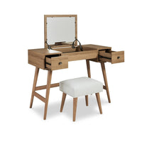 Thio 2pc Vanity Desk Set with Stool, 2 Drawers Brown Minimalist Design -BM332803