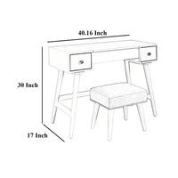 Thio 2pc Vanity Desk Set with Stool, 2 Drawers Brown Minimalist Design -BM332803