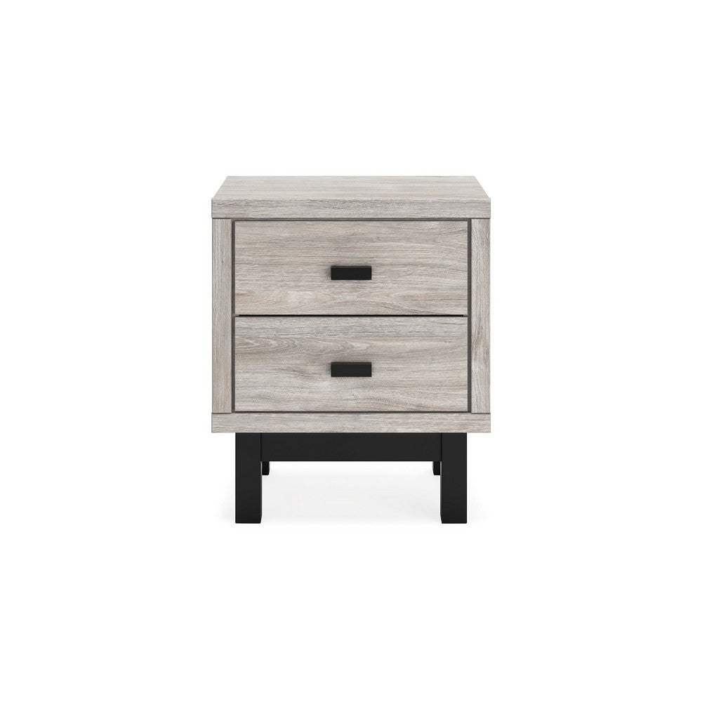Veso Nightstand, 5 Drawers, 25 Inch, Modern Light Gray and Black -BM332812