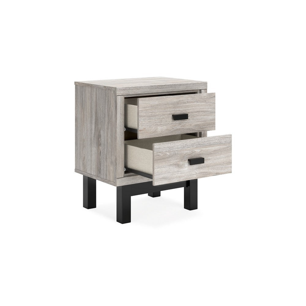 Veso Nightstand, 5 Drawers, 25 Inch, Modern Light Gray and Black -BM332812