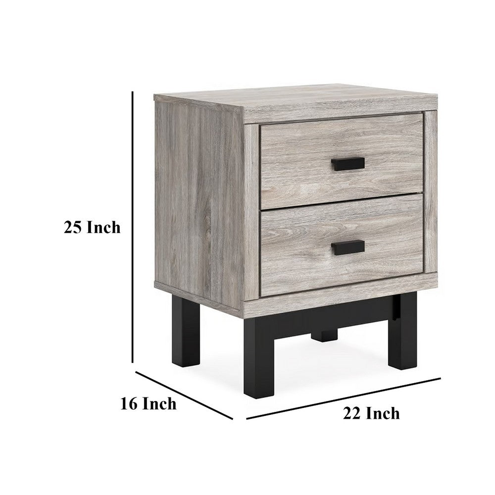 Veso Nightstand, 5 Drawers, 25 Inch, Modern Light Gray and Black -BM332812