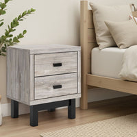Veso Nightstand, 5 Drawers, 25 Inch, Modern Light Gray and Black -BM332812