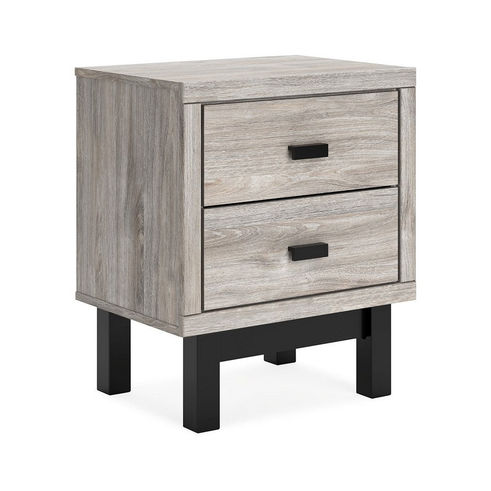 Veso Nightstand, 5 Drawers, 25 Inch, Modern Light Gray and Black -BM332812