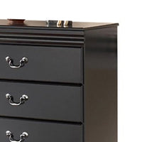 Yara Tall Dresser Chest, Classic Black, 5 Drawers Pewter Metal Handles -BM332828