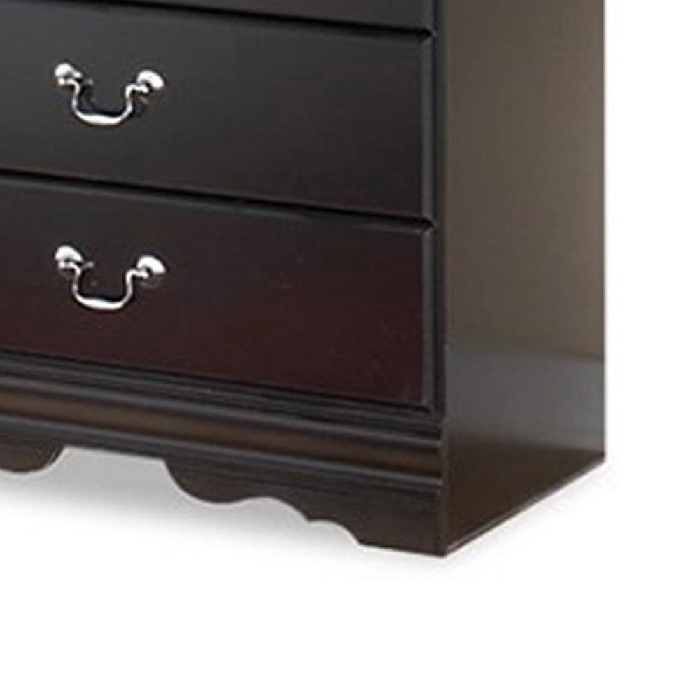 Yara Tall Dresser Chest, Classic Black, 5 Drawers Pewter Metal Handles -BM332828