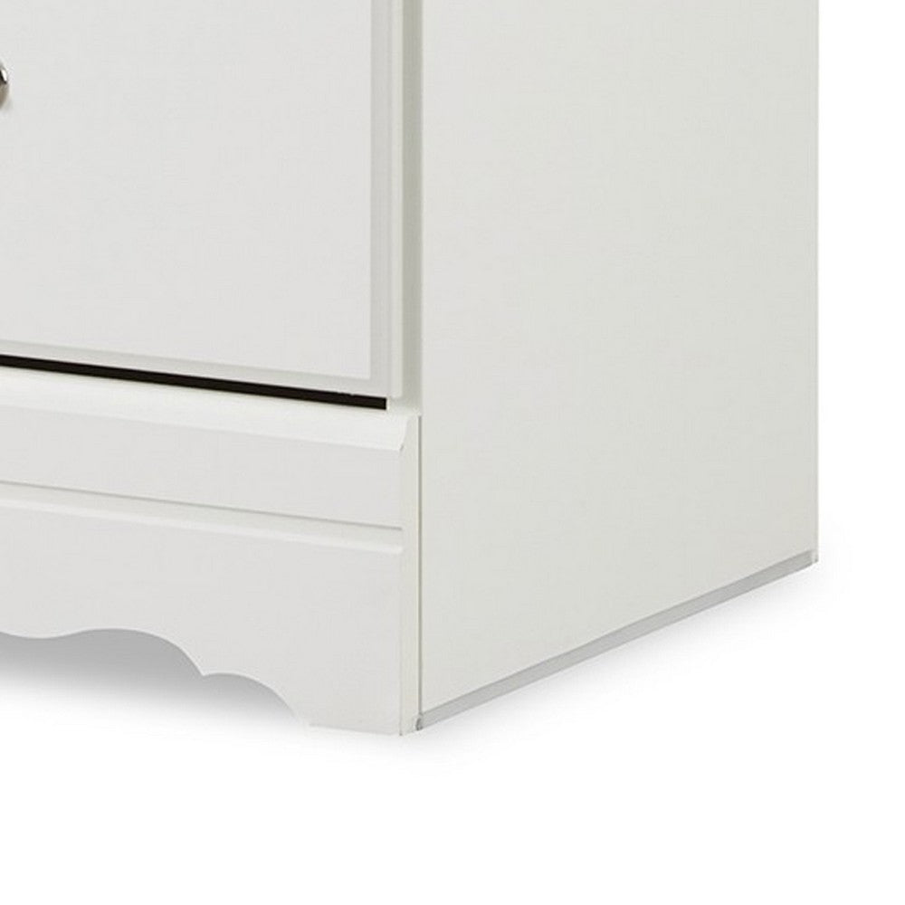 Roso Wide Dresser, Classic White, 25 Inch, 2 Drawers, Pewter Handles -BM332832