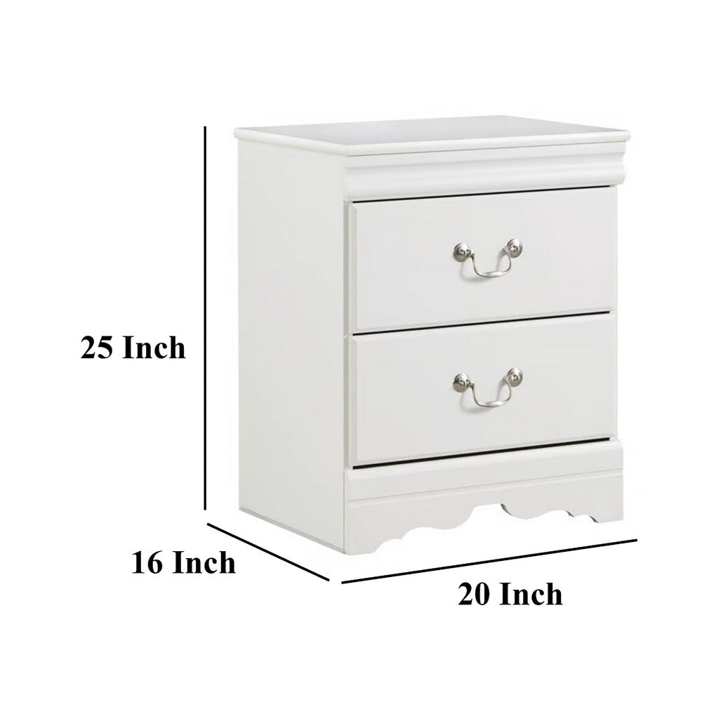 Roso Wide Dresser, Classic White, 25 Inch, 2 Drawers, Pewter Handles -BM332832