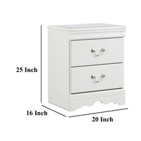 Roso Wide Dresser, Classic White, 25 Inch, 2 Drawers, Pewter Handles -BM332832