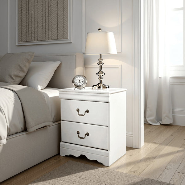 Roso Wide Dresser, Classic White, 25 Inch, 2 Drawers, Pewter Handles -BM332832