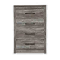 Bono Tall Dresser Chest, 4 Storage Drawers, Wood Grain Gray Finish -BM332833