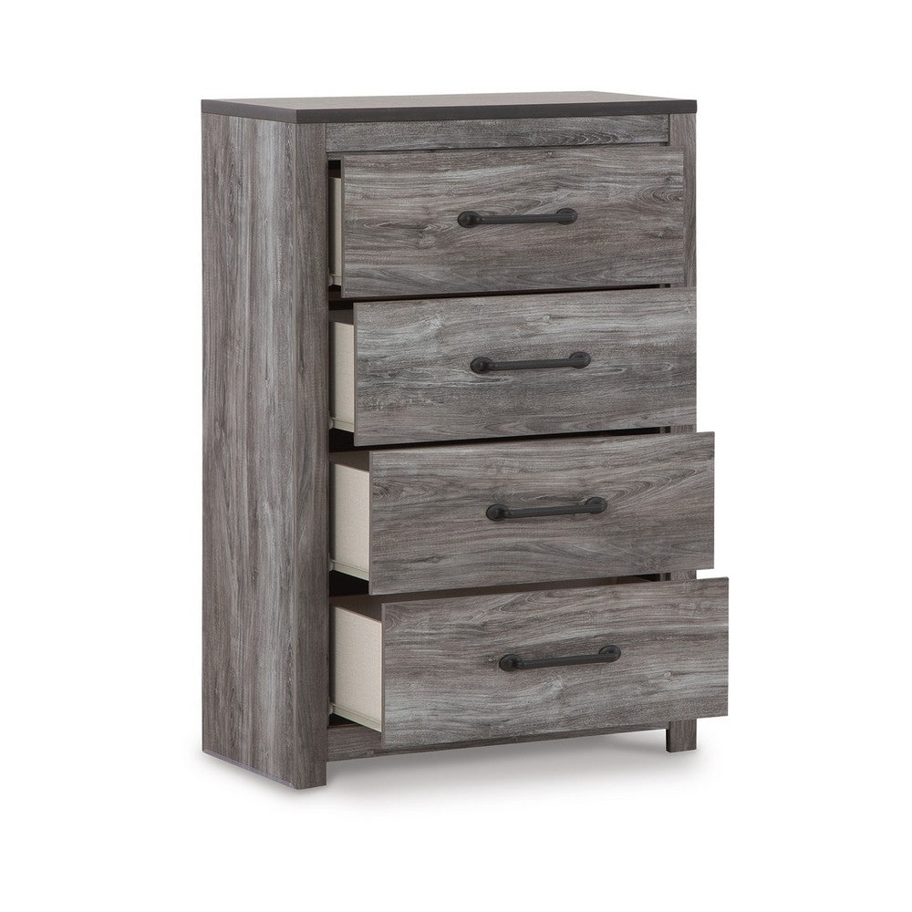 Bono Tall Dresser Chest, 4 Storage Drawers, Wood Grain Gray Finish -BM332833