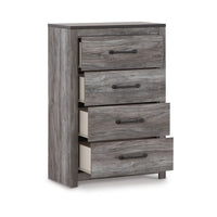 Bono Tall Dresser Chest, 4 Storage Drawers, Wood Grain Gray Finish -BM332833