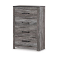 Bono Tall Dresser Chest, 4 Storage Drawers, Wood Grain Gray Finish -BM332833