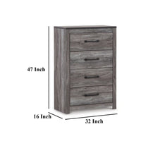 Bono Tall Dresser Chest, 4 Storage Drawers, Wood Grain Gray Finish -BM332833