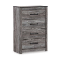 Bono Tall Dresser Chest, 4 Storage Drawers, Wood Grain Gray Finish -BM332833