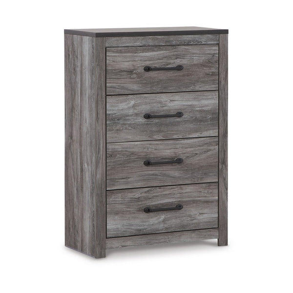 Bono Tall Dresser Chest, 4 Storage Drawers, Wood Grain Gray Finish -BM332833