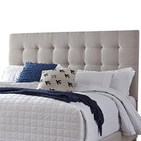 Leji Queen Bed, Button Tufted Beige Polyester Headboard, Low Profile -BM332836