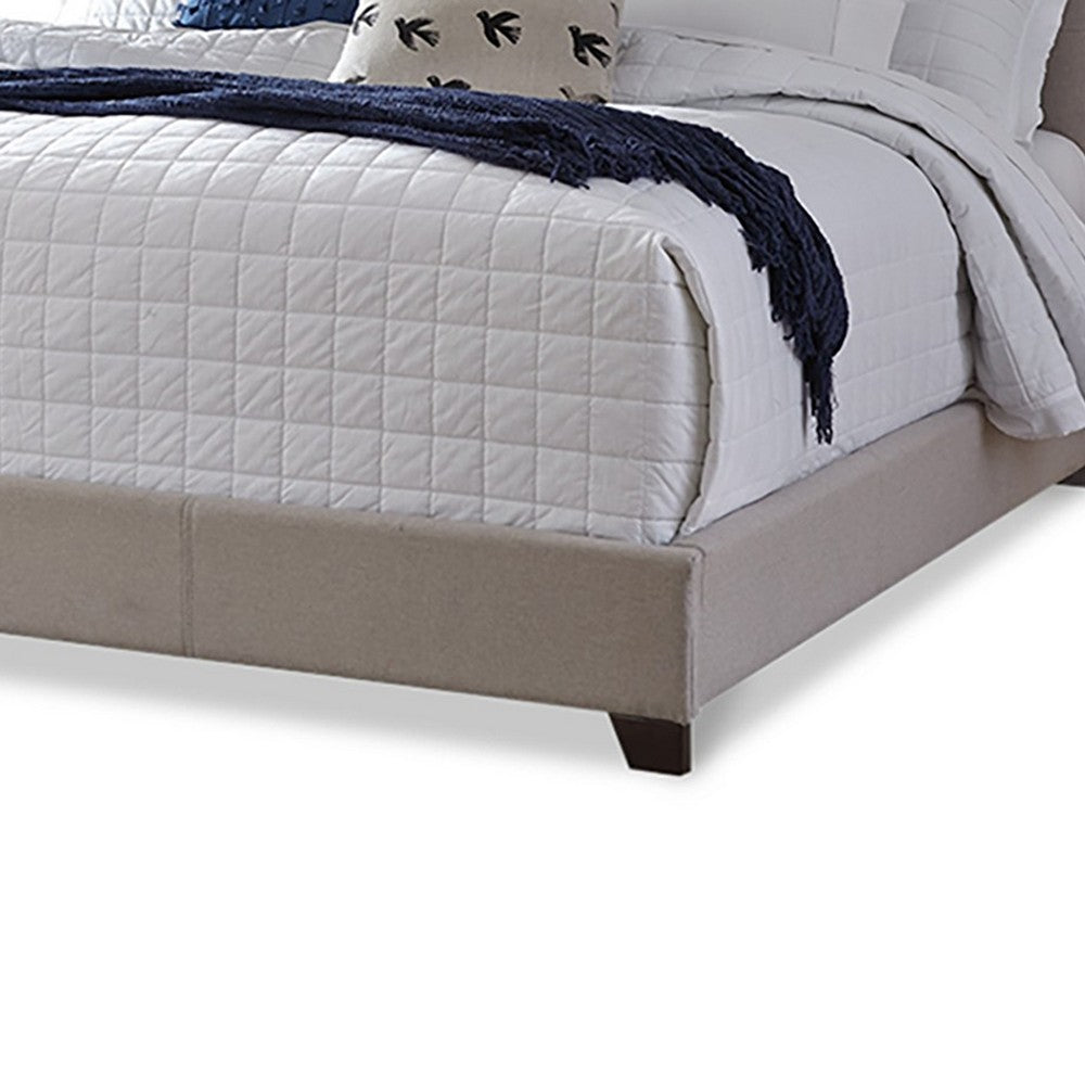 Leji Queen Bed, Button Tufted Beige Polyester Headboard, Low Profile -BM332836
