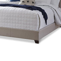 Leji Queen Bed, Button Tufted Beige Polyester Headboard, Low Profile -BM332836
