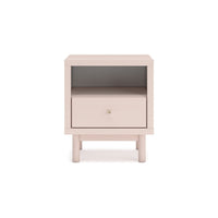 Viso Nightstand, 25 Inch, 1 Drawer, Champagne, Retro Blush Pink Finish -BM332839