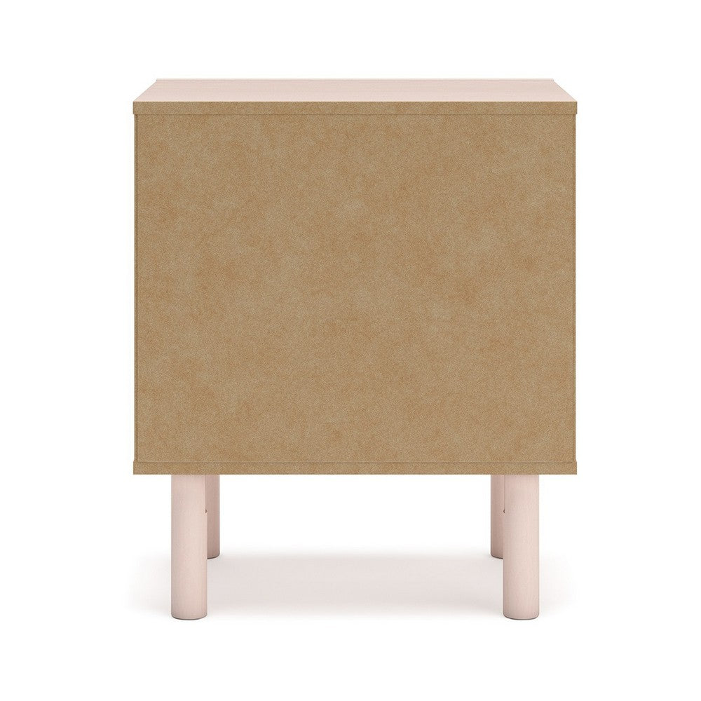 Viso Nightstand, 25 Inch, 1 Drawer, Champagne, Retro Blush Pink Finish -BM332839