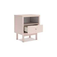 Viso Nightstand, 25 Inch, 1 Drawer, Champagne, Retro Blush Pink Finish -BM332839