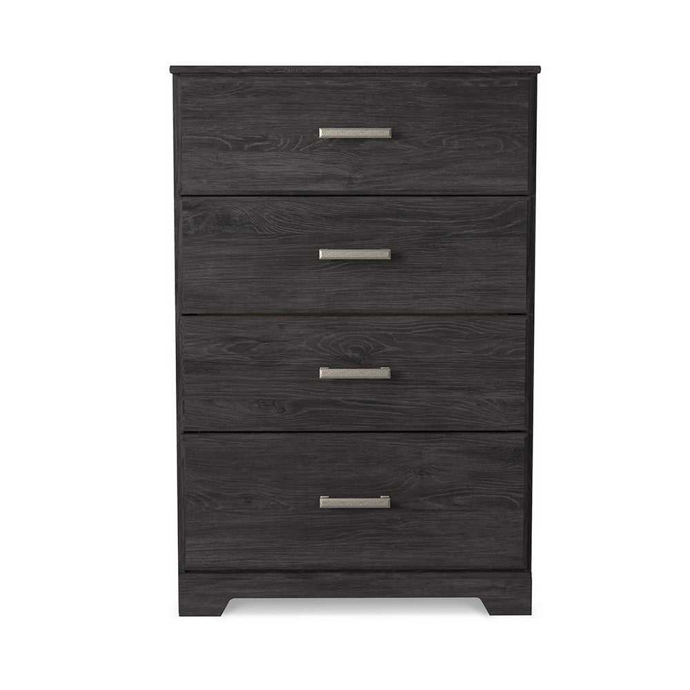 Cyme Tall Dresser Chest, 4 Drawer, Modern Dark Charcoal Brown Laminate -BM332841