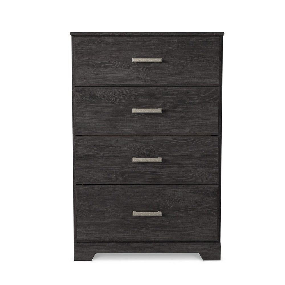 Cyme Tall Dresser Chest, 4 Drawer, Modern Dark Charcoal Brown Laminate -BM332841