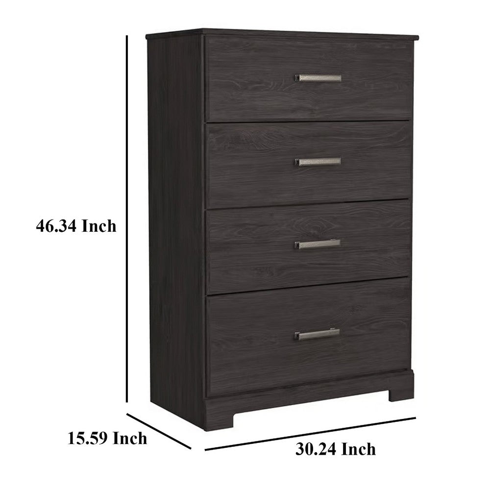 Cyme Tall Dresser Chest, 4 Drawer, Modern Dark Charcoal Brown Laminate -BM332841