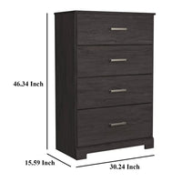 Cyme Tall Dresser Chest, 4 Drawer, Modern Dark Charcoal Brown Laminate -BM332841