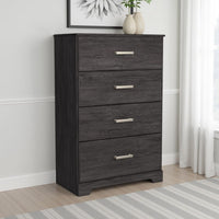 Cyme Tall Dresser Chest, 4 Drawer, Modern Dark Charcoal Brown Laminate -BM332841