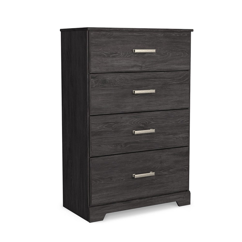 Cyme Tall Dresser Chest, 4 Drawer, Modern Dark Charcoal Brown Laminate -BM332841