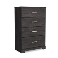 Cyme Tall Dresser Chest, 4 Drawer, Modern Dark Charcoal Brown Laminate -BM332841