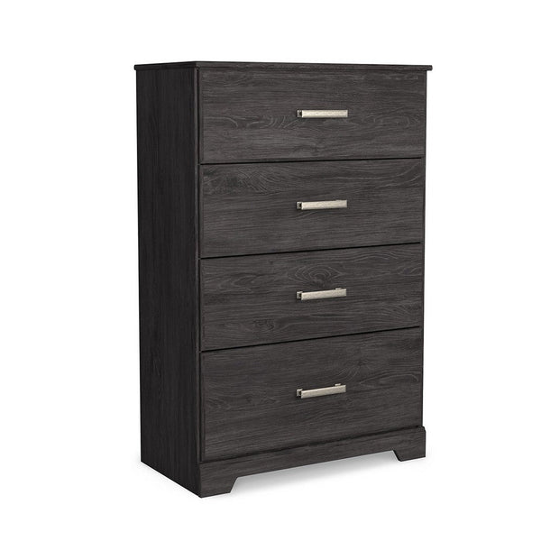 Cyme Tall Dresser Chest, 4 Drawer, Modern Dark Charcoal Brown Laminate -BM332841